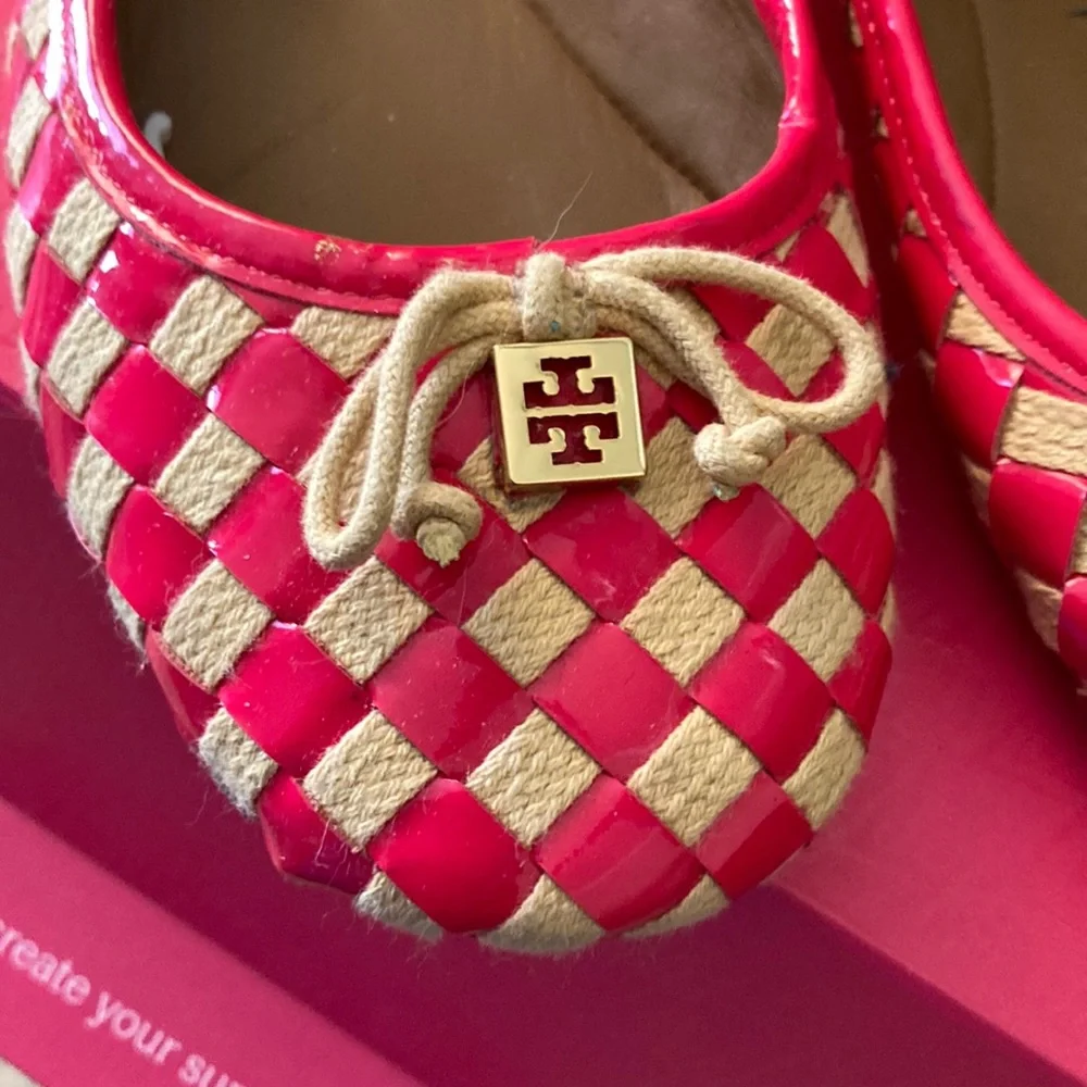 Tory Burch Pink and Cream Flats with Gold Accent - Picture 2 of 3